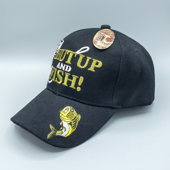 ‼️SOLD‼️ 3 Oaks Embroidered Bass “Shut Up and Fish” Baseball Hat - Adjustable - Picture 8 of 11